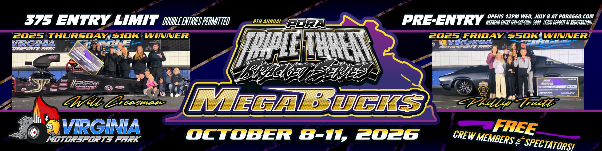 PDRA Triple Threat Bracket Series Mega Bucks Logo